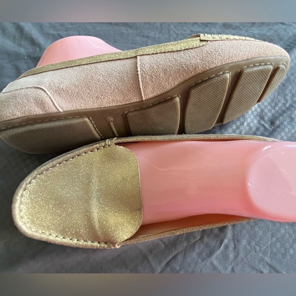 Isaac Mizrahi Women’s Dusty Rose/Gold Flats, ZOE Loafers, Leather; Size 9.5W - Picture 4 of 9